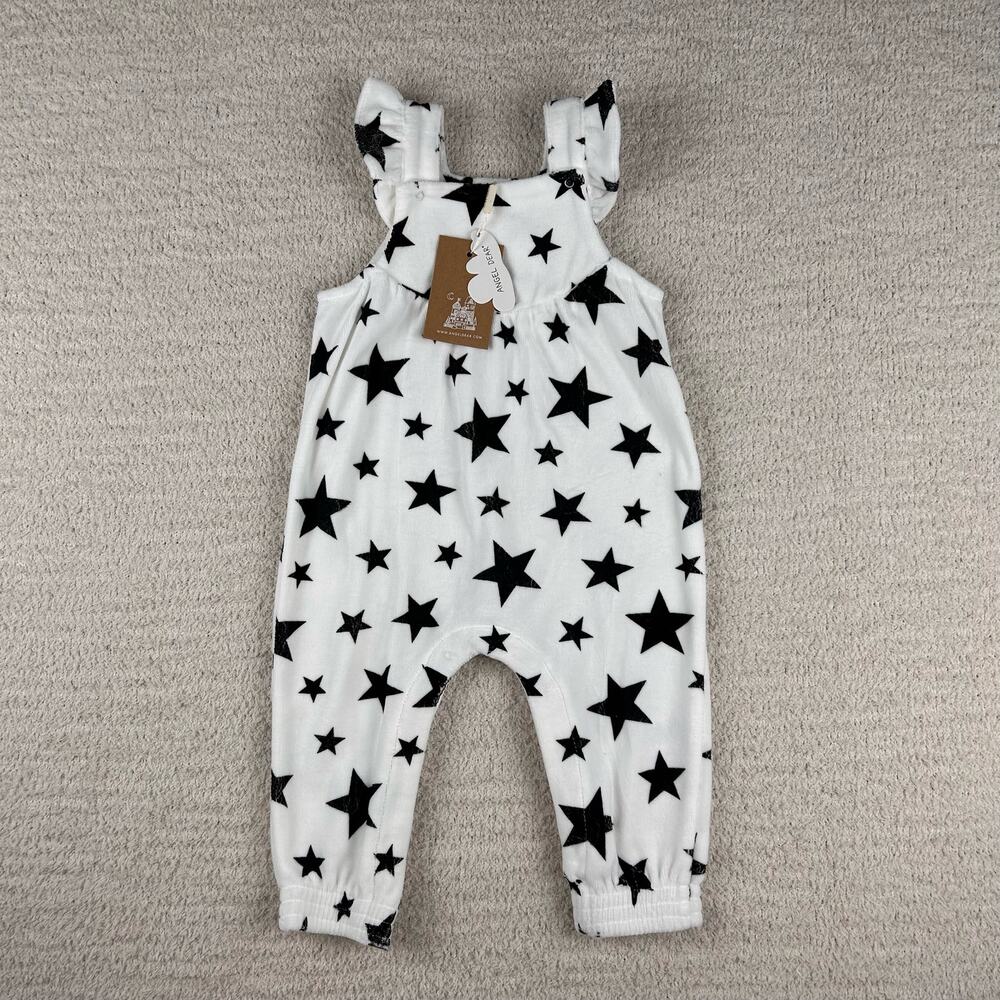 Angel Dear Girls Jumpsuit 12-18M White Black Star Print Cotton Blend Romper